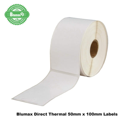 48x Blumax Direct Thermal (Zebra) 50mm x 100mm (50mm Out) 400L White Labels Payday Deals