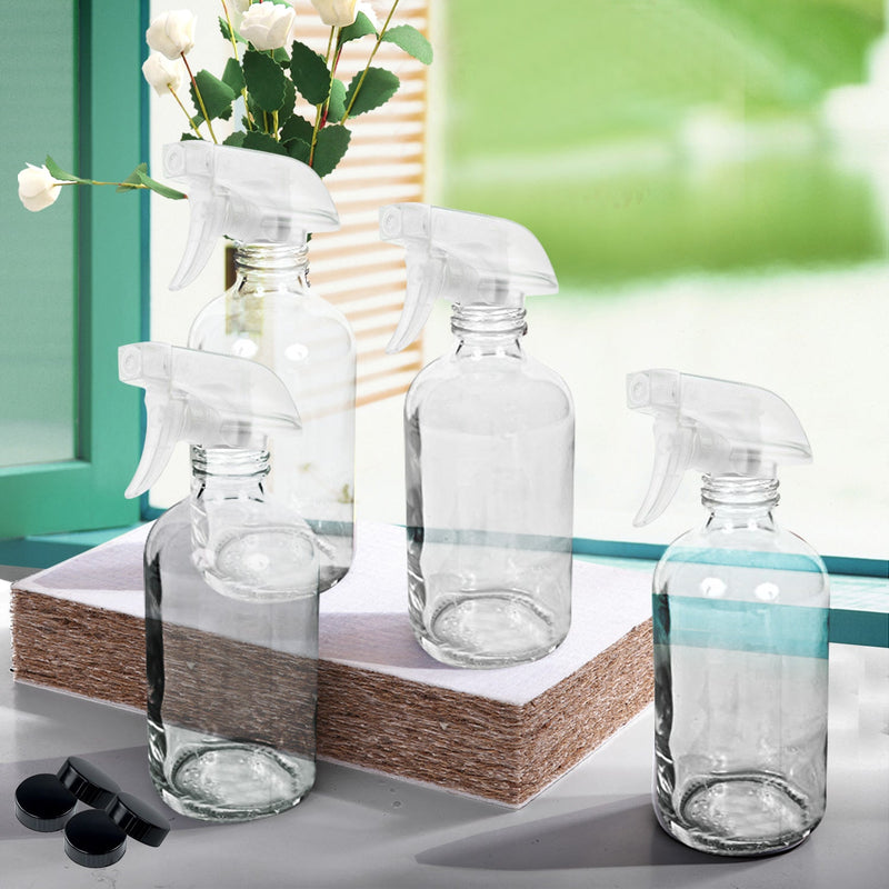 4x 500ml Clear Glass Spray Bottles Trigger Water Sprayer Aromatherapy Dispenser Payday Deals