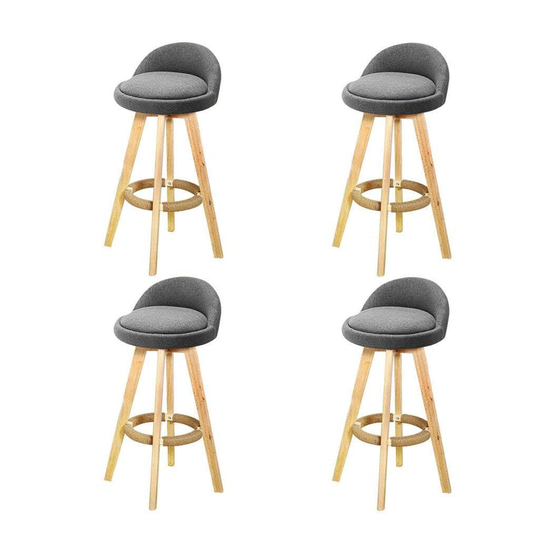 4x Levede Fabric Swivel Bar Stool Kitchen Stool Dining Chair Barstools Grey Payday Deals