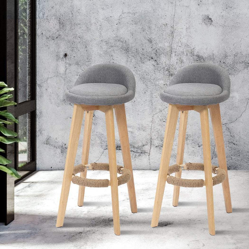 4x Levede Fabric Swivel Bar Stool Kitchen Stool Dining Chair Barstools Grey Payday Deals