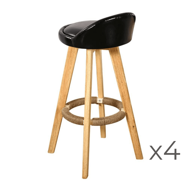 4x Levede Leather Swivel Bar Stool Kitchen Stool Dining Chair Barstools Black Payday Deals