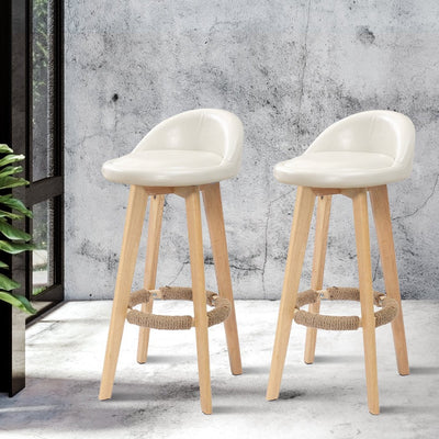 4x Levede Leather Swivel Bar Stool Kitchen Stool Dining Chair Barstools Cream Payday Deals