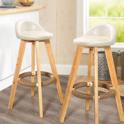 4x Levede Leather Swivel Bar Stool Kitchen Stool Dining Chair Barstools Cream Payday Deals