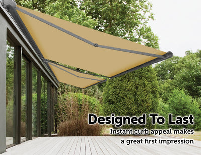 5.0m x 3.0m Retractable Folding Arm Awning Heavy Duty Full Cassette Motorised Payday Deals