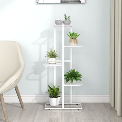 5-Floor Flower Stand 43x22x98 cm White Metal Payday Deals