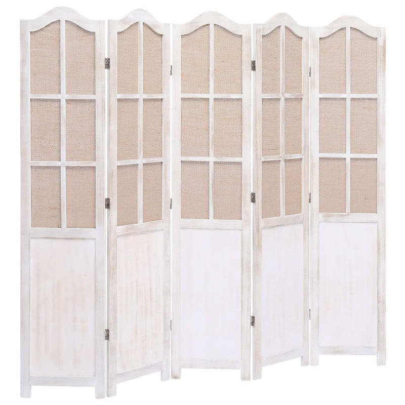 5-Panel Room Divider White 175x165 cm Fabric Payday Deals