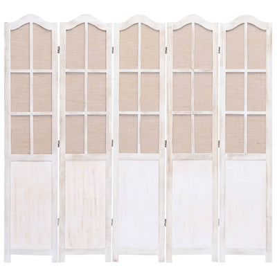 5-Panel Room Divider White 175x165 cm Fabric Payday Deals