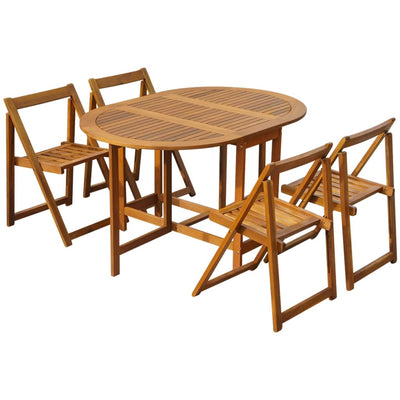 5 Piece Folding Outdoor Dining Set Solid Acacia Wood Payday Deals