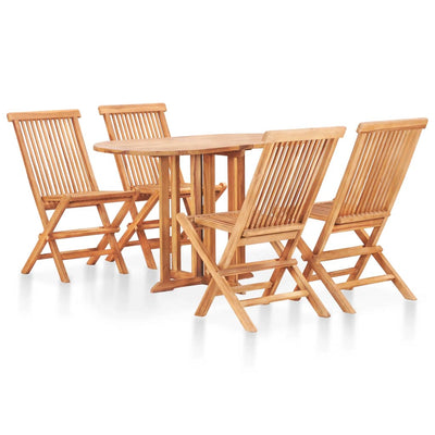 5 Piece Folding Outdoor Dining Set Solid Teak Wood Payday Deals