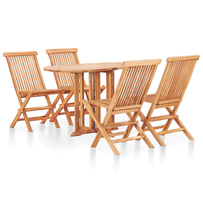 5 Piece Folding Outdoor Dining Set Solid Teak Wood Payday Deals