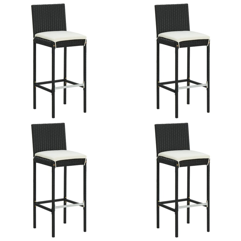 5 Piece Garden Bar Set with Cushions Poly Rattan Black Payday Deals