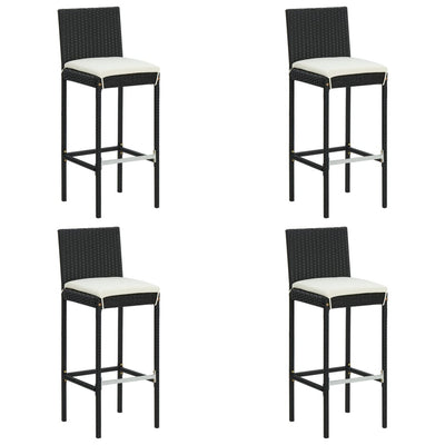 5 Piece Garden Bar Set with Cushions Poly Rattan Black Payday Deals