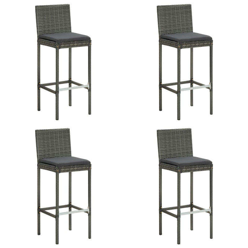 5 Piece Garden Bar Set with Cushions Poly Rattan Grey Payday Deals