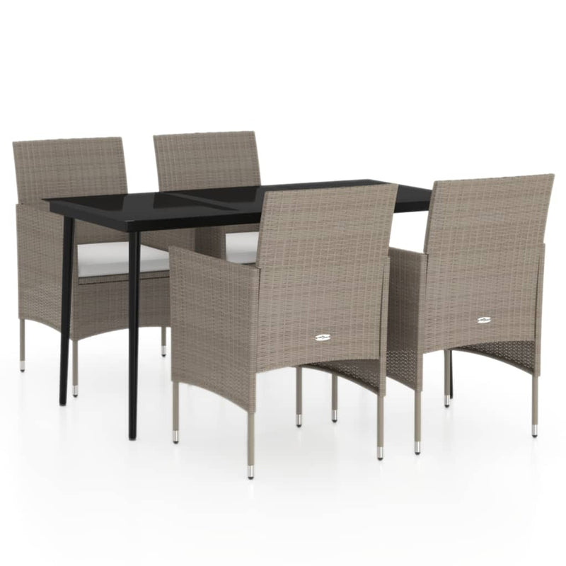 5 Piece Garden Dining Set with Cushions Beige and Black Payday Deals