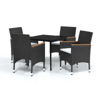 5 Piece Garden Dining Set with Cushions Black Payday Deals