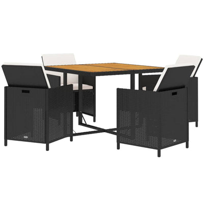 5 Piece Garden Dining Set with Cushions Poly Rattan Black Payday Deals