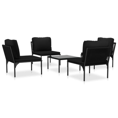 5 Piece Garden Lounge Set with Cushions Black PVC Payday Deals