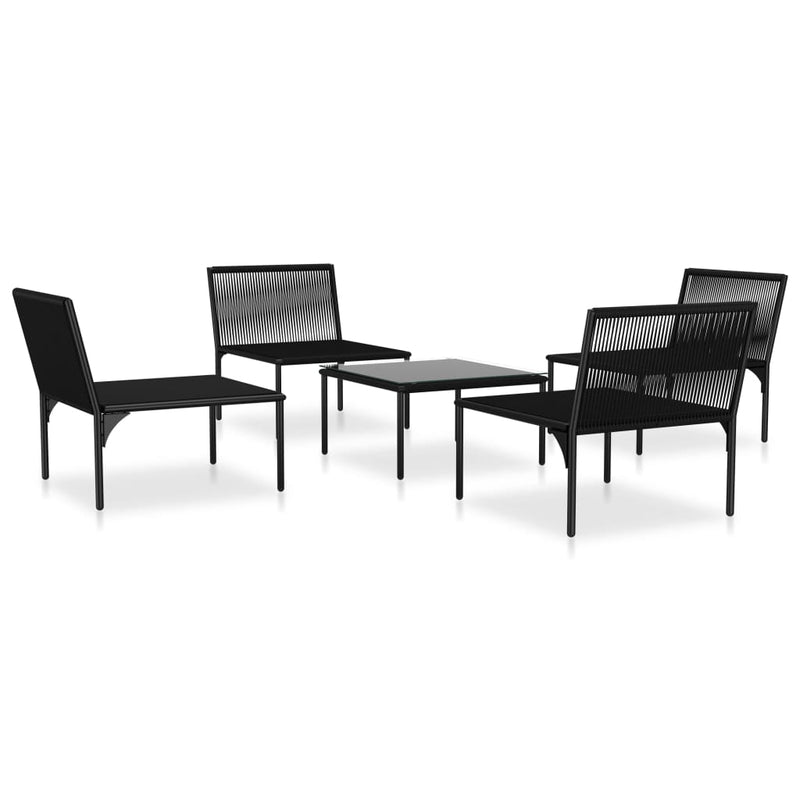 5 Piece Garden Lounge Set with Cushions Black PVC Payday Deals