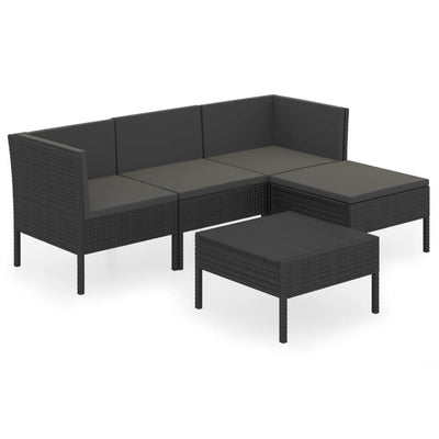 5 Piece Garden Lounge Set with Cushions Poly Rattan Black Payday Deals