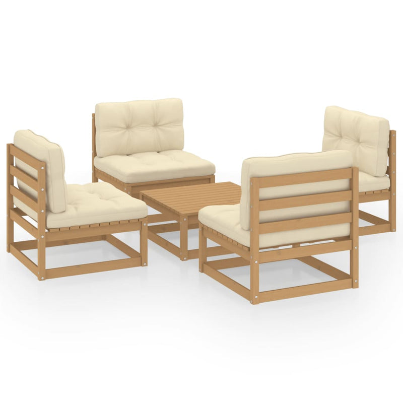 5 Piece Garden Lounge Set with Cushions Solid Pinewood Payday Deals
