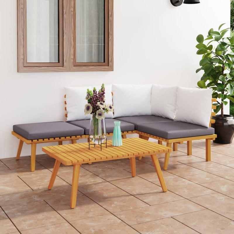 5 Piece Garden Lounge Set with Cushions Solid Wood Acacia Payday Deals