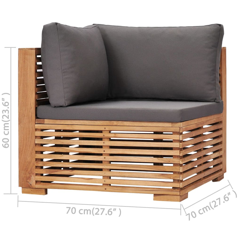 5 Piece Garden Lounge Set with Dark Grey Cushion Solid Teak Wood Payday Deals