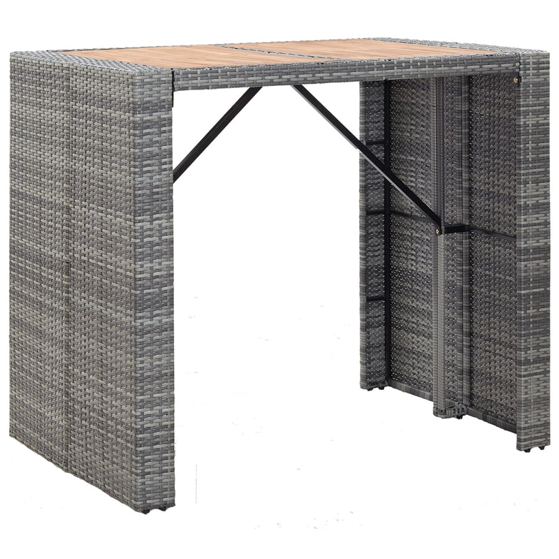 5 Piece Outdoor Bar Set Poly Rattan and Acacia Wood Grey Payday Deals