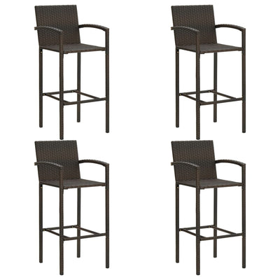 5 Piece Outdoor Bar Set with Armrest Poly Rattan Brown Payday Deals