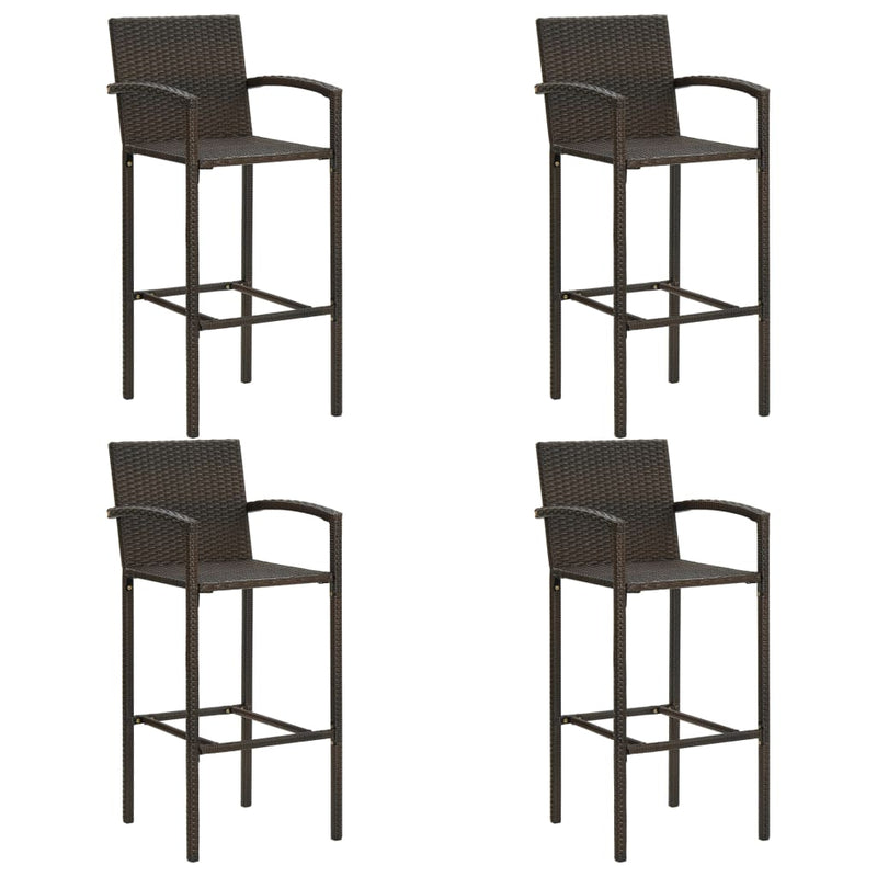 5 Piece Outdoor Bar Set with Armrest Poly Rattan Brown Payday Deals