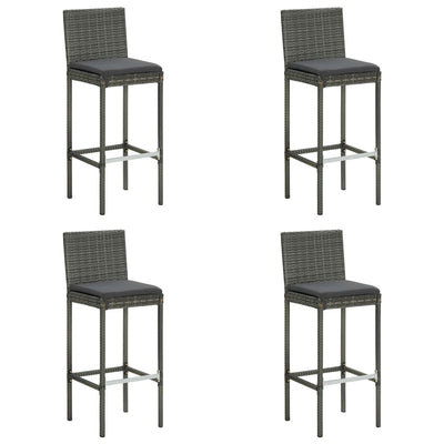 5 Piece Outdoor Bar Set with Cushions Poly Rattan Grey Payday Deals