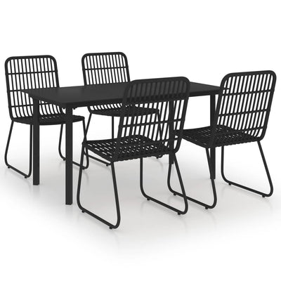 5 Piece Outdoor Dining Set Poly Rattan and Glass Payday Deals