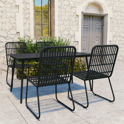 5 Piece Outdoor Dining Set Poly Rattan and Glass