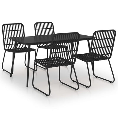 5 Piece Outdoor Dining Set Poly Rattan and Glass Payday Deals