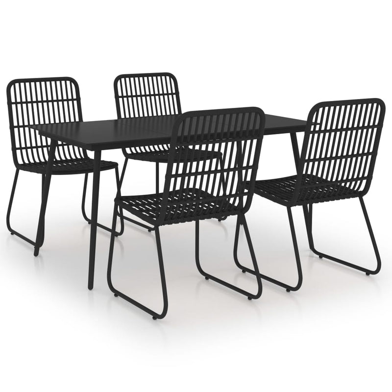 5 Piece Outdoor Dining Set Poly Rattan and Glass Payday Deals