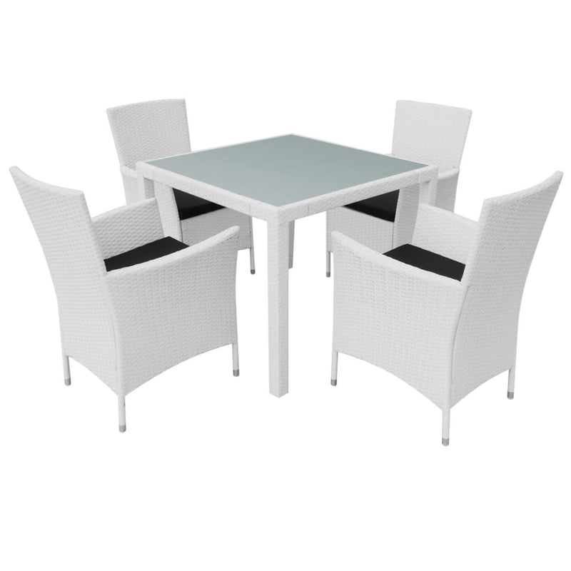 5 Piece Outdoor Dining Set Poly Rattan Cream White Payday Deals