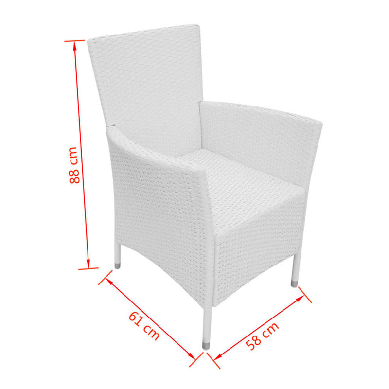 5 Piece Outdoor Dining Set Poly Rattan Cream White Payday Deals