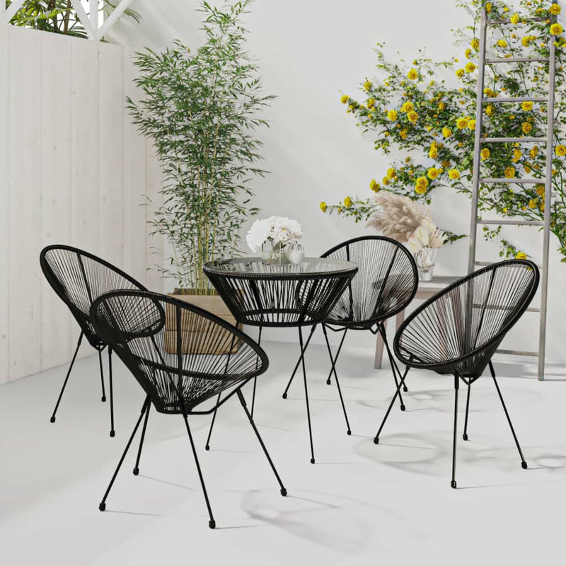 5 Piece Outdoor Dining Set PVC Rattan Black Payday Deals