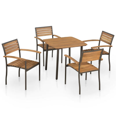 5 Piece Outdoor Dining Set Solid Acacia Wood and Steel Payday Deals