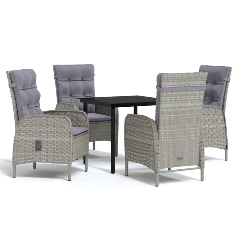 5 Piece Outdoor Dining Set with Cushions Grey and Black Payday Deals