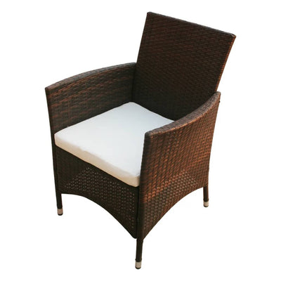 5 Piece Outdoor Dining Set with Cushions Poly Rattan Brown Payday Deals