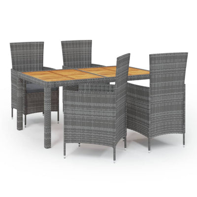 5 Piece Outdoor Dining Set with Cushions Poly Rattan Grey Payday Deals