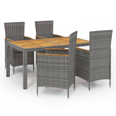 5 Piece Outdoor Dining Set with Cushions Poly Rattan Grey Payday Deals