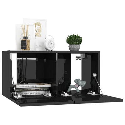 5 Piece TV Cabinet Set High Gloss Black Chipboard Payday Deals