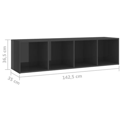 5 Piece TV Cabinet Set High Gloss Grey Engineered Wood Payday Deals