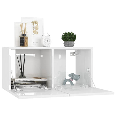 5 Piece TV Cabinet Set High Gloss White Engineered Wood Payday Deals