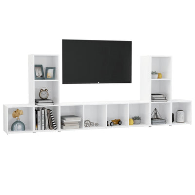 5 Piece TV Cabinet Set High Gloss White Engineered Wood Payday Deals