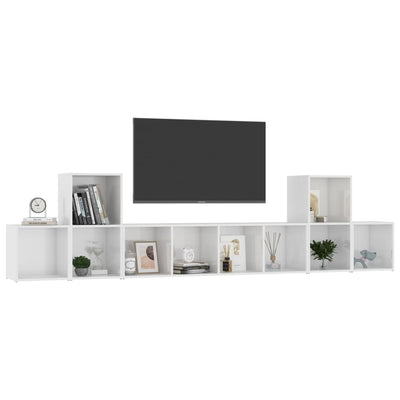 5 Piece TV Cabinet Set High Gloss White Engineered Wood Payday Deals