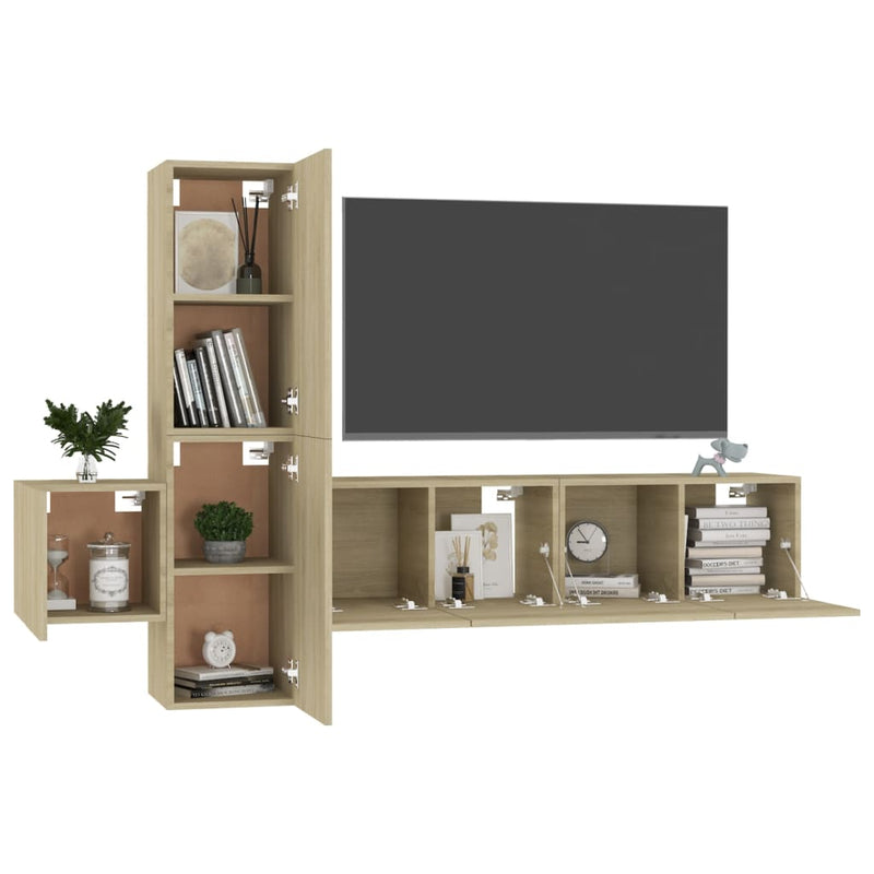 5 Piece TV Cabinet Set Sonoma Oak Engineered Wood Payday Deals