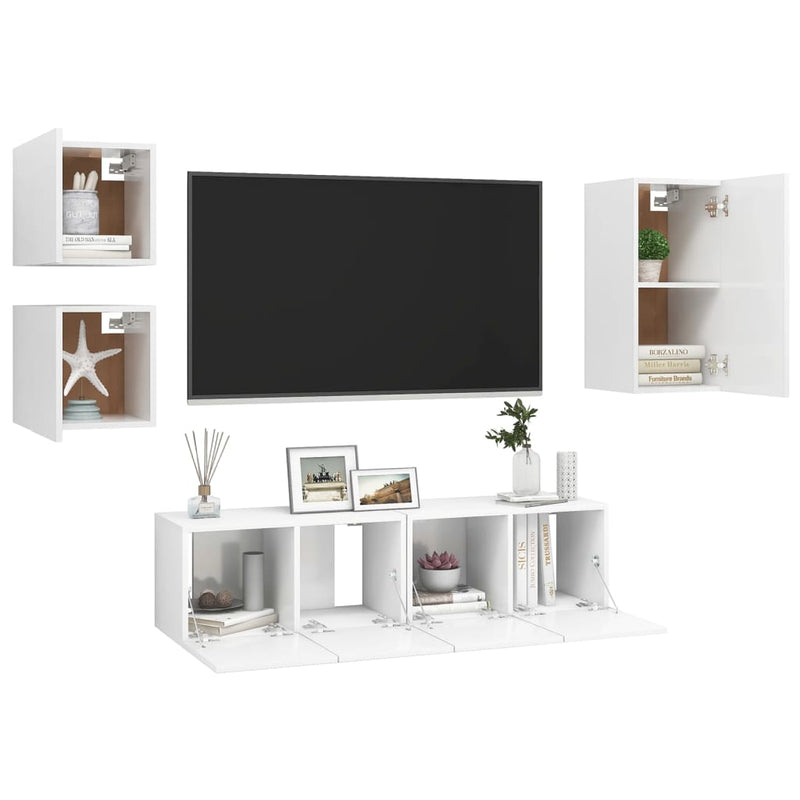 5 Piece TV Cabinet Set White Engineered Wood Payday Deals