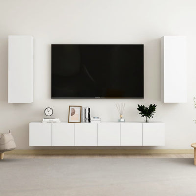 5 Piece TV Cabinet Set White Engineered Wood Payday Deals